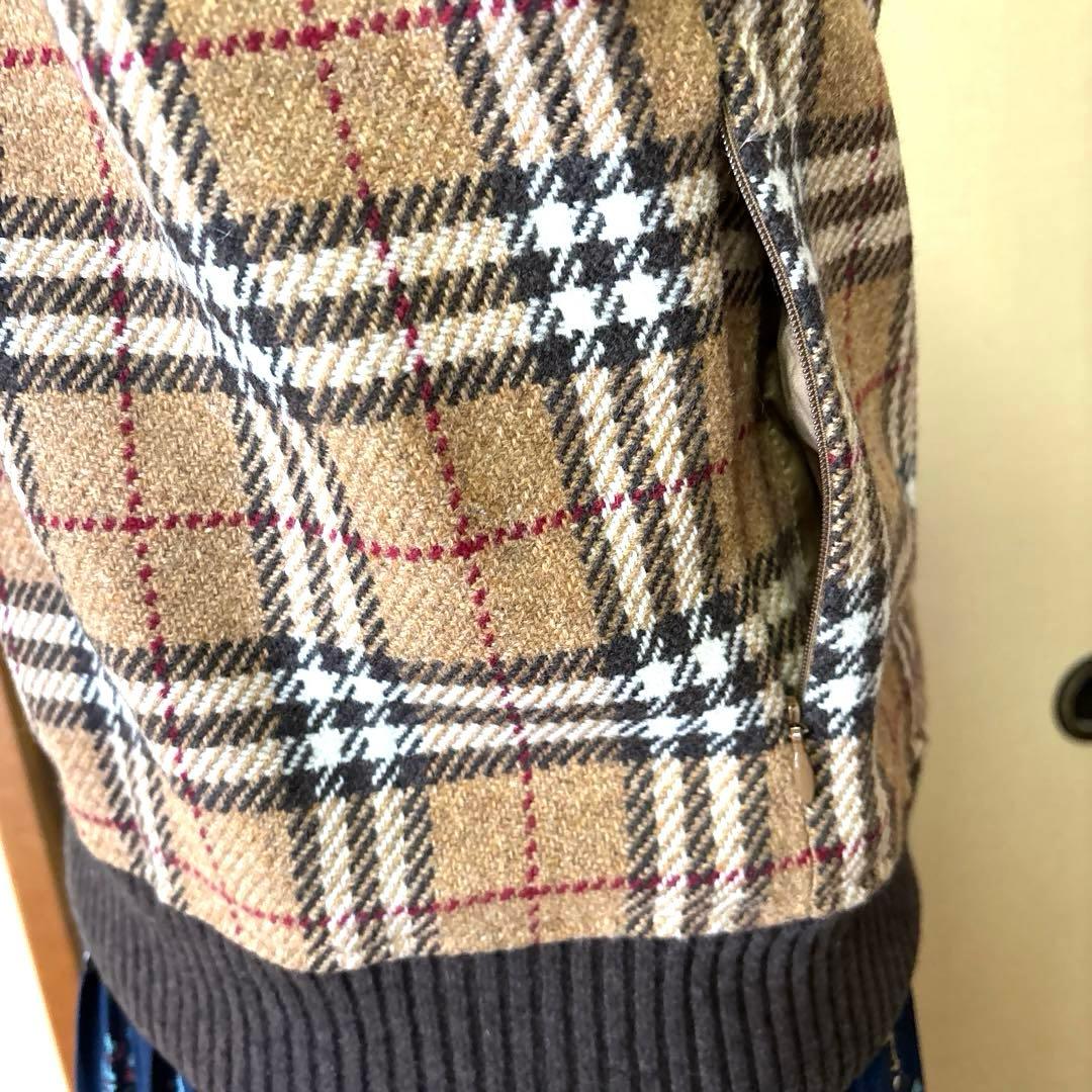 新品バーバリーゴルフ　チェック柄ハイネックニットブルゾン