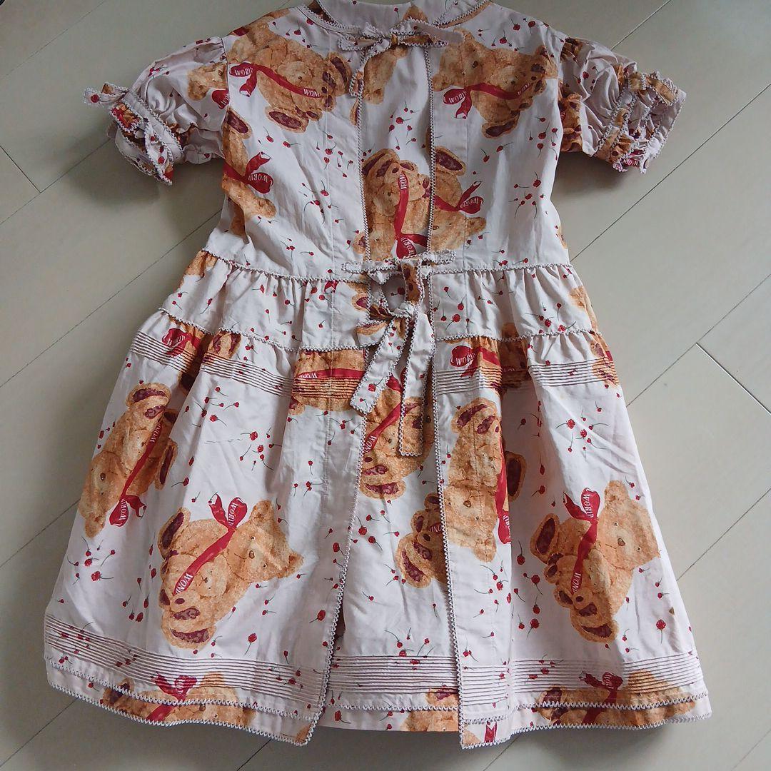 クマプリント 半袖ワンピース とエプロンのセット100cm~