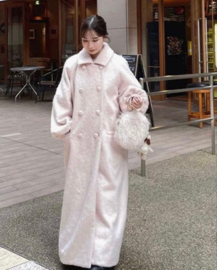 muguet ミュゲ シャギーロングコート ピンク