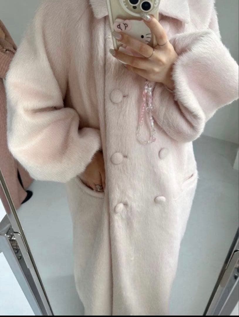 muguet ミュゲ シャギーロングコート ピンク