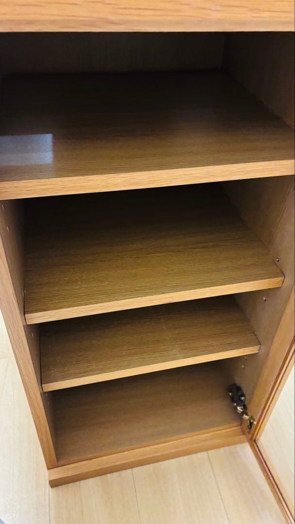 無印良品 木製キャビネット ガラス扉 スリム オーク材