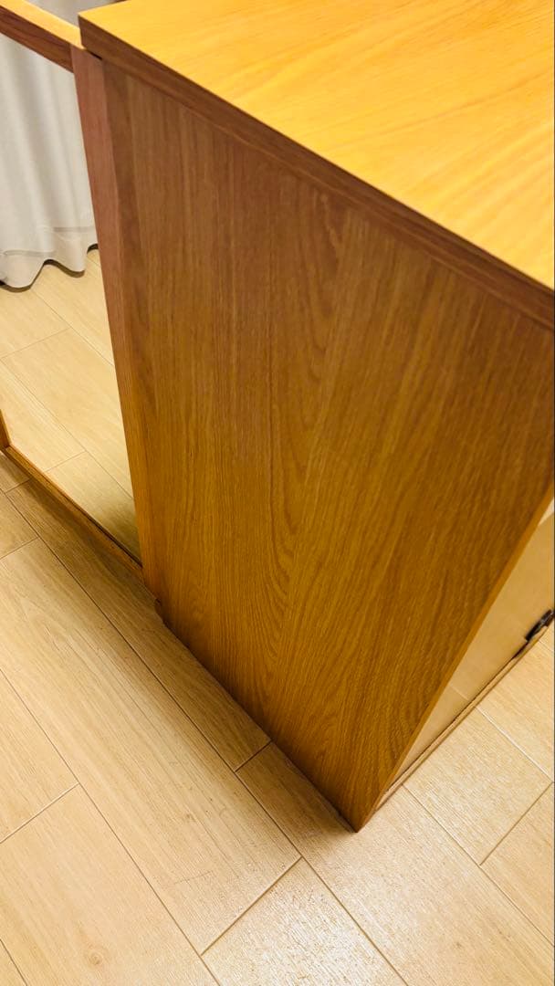 無印良品 木製キャビネット ガラス扉 スリム オーク材