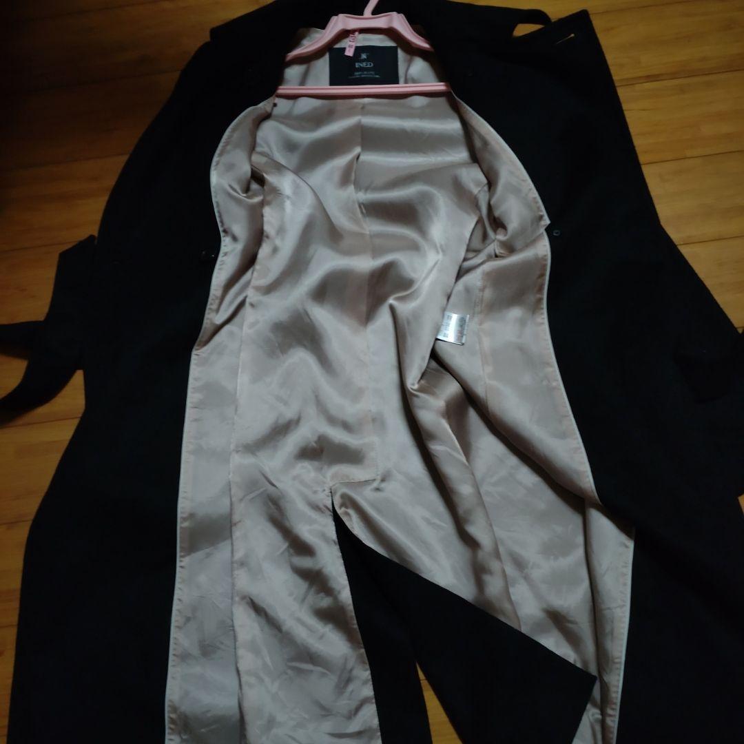 美品INÉD カシミヤ100%アイライン形ブラックコート