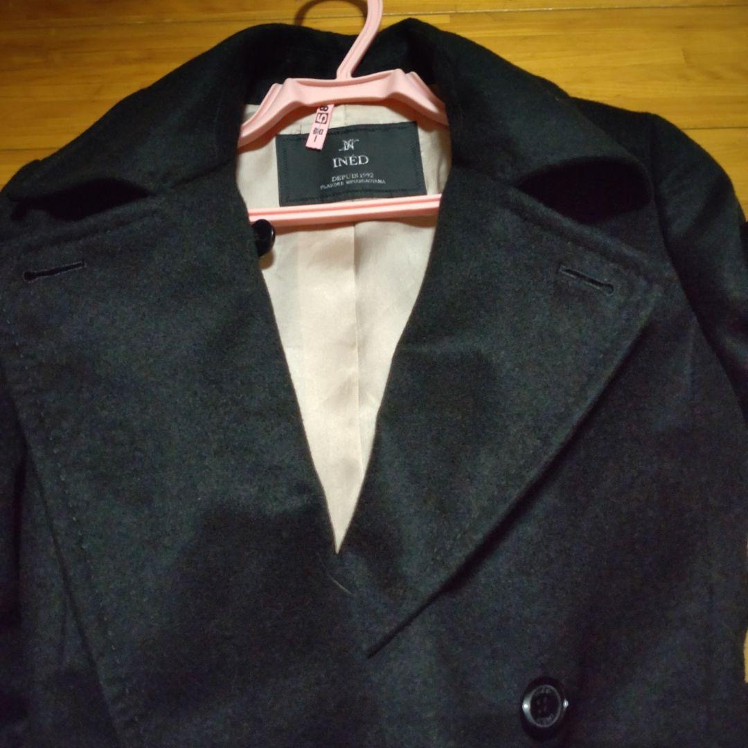 美品INÉD カシミヤ100%アイライン形ブラックコート