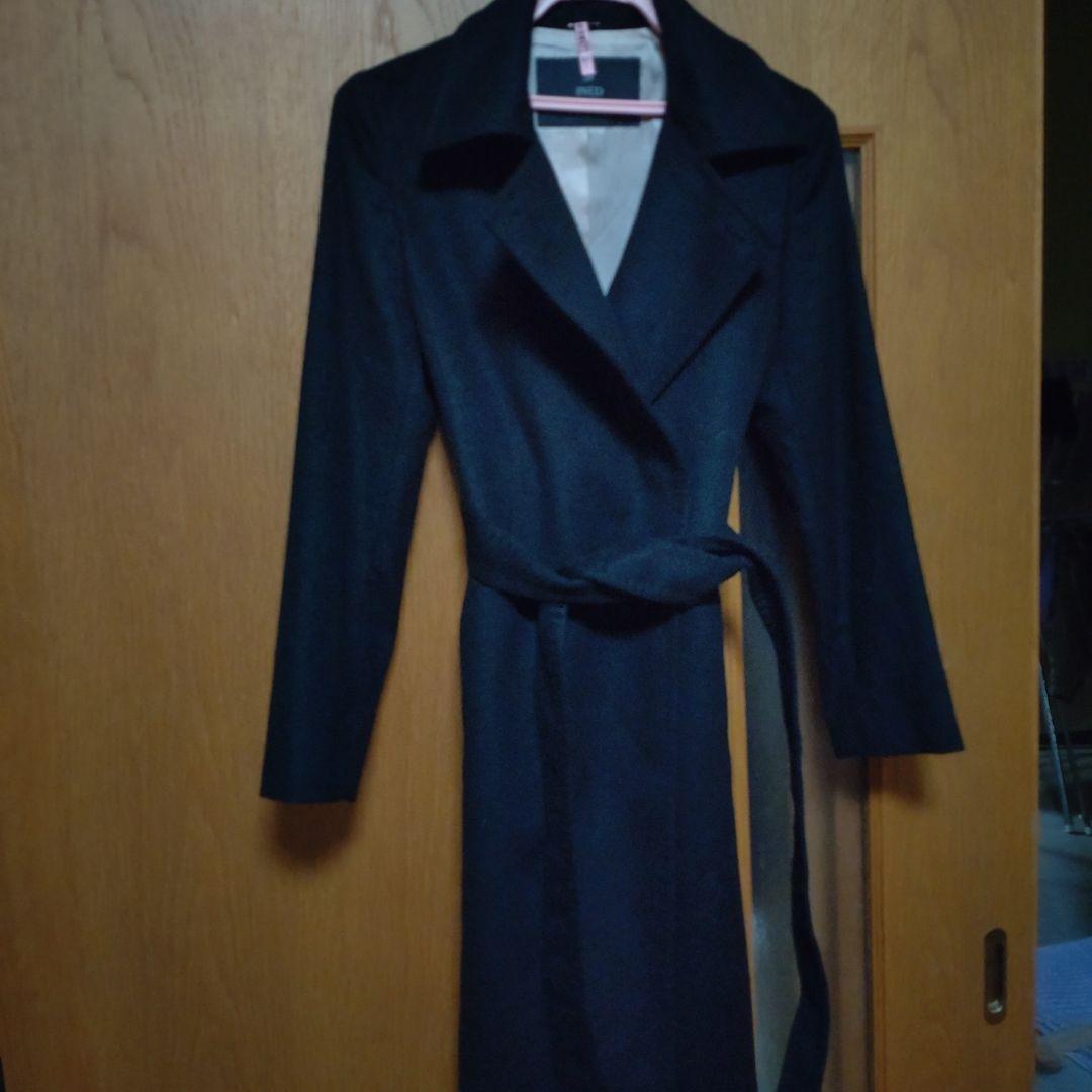 美品INÉD カシミヤ100%アイライン形ブラックコート