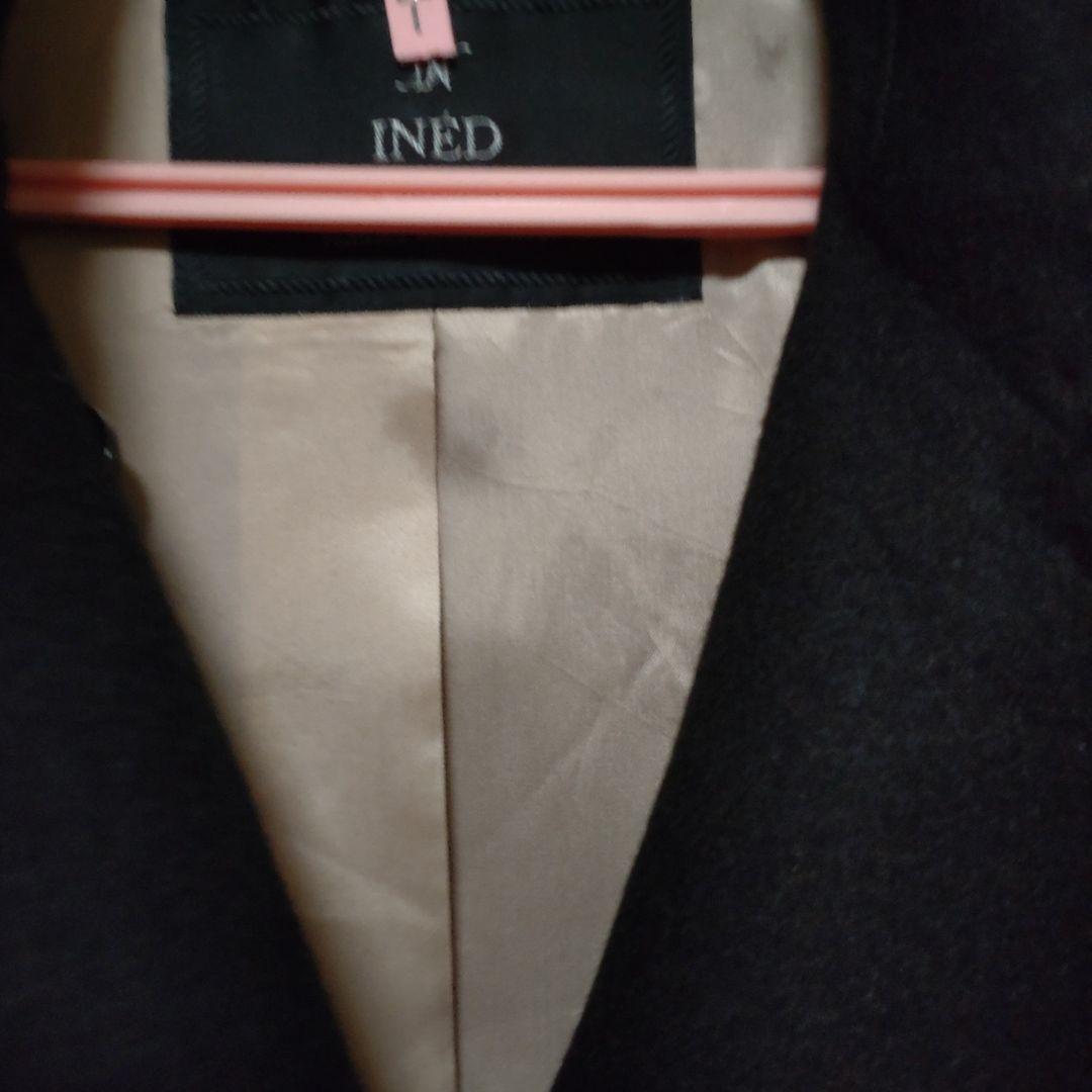 美品INÉD カシミヤ100%アイライン形ブラックコート