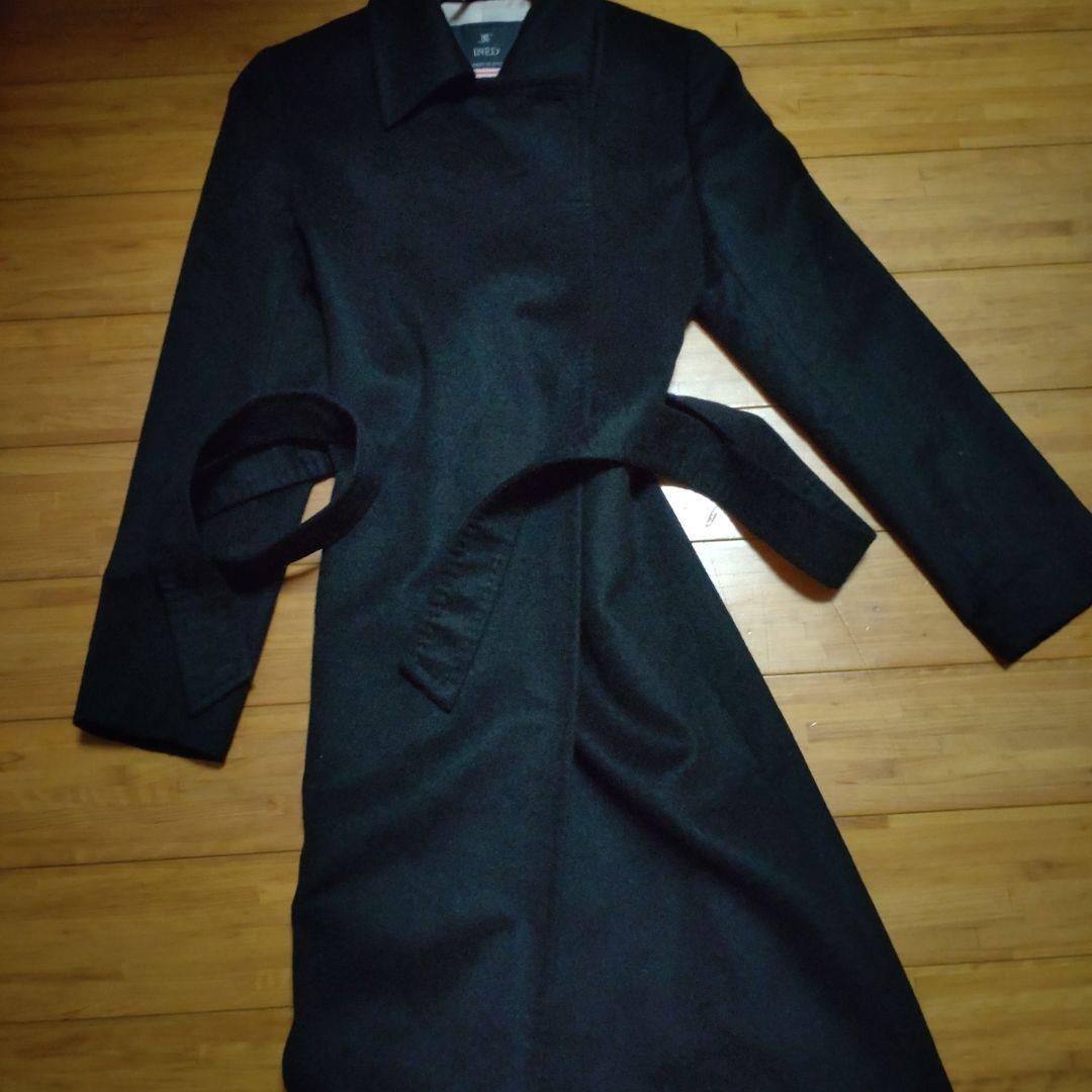 美品INÉD カシミヤ100%アイライン形ブラックコート