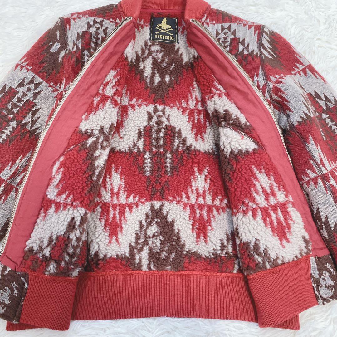 ヒステリックグラマー ネイティブ柄ブルゾン フルジップ ヒスガール 赤 男女兼用