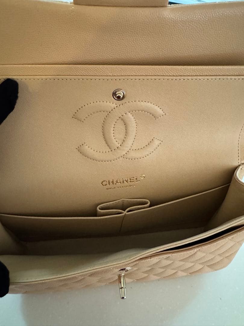 CHANEL ベージュ キルティングショルダーバッグ