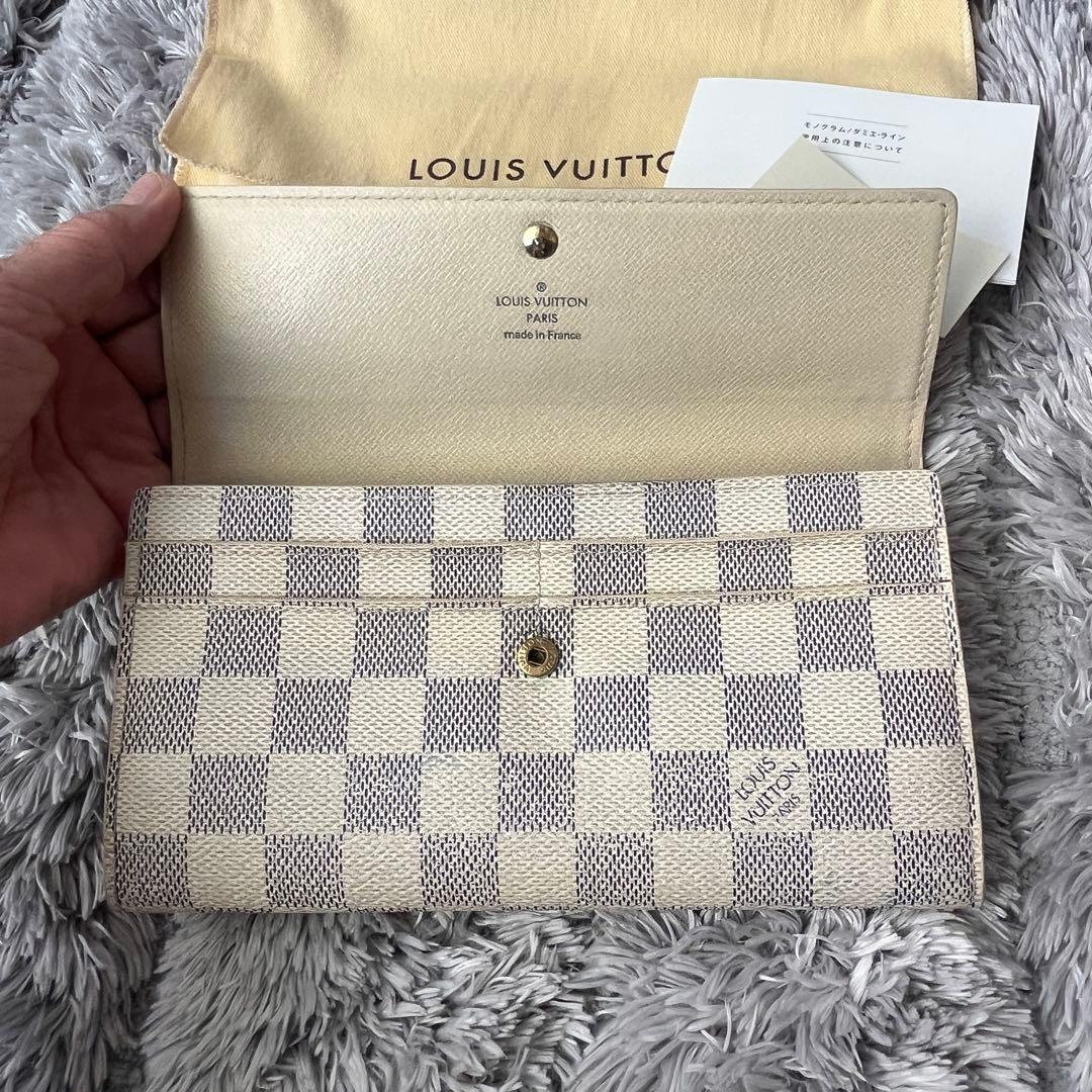 ルイヴィトン　ダミエアズール　長財布　ポルトフォイユサラ　ホワイト