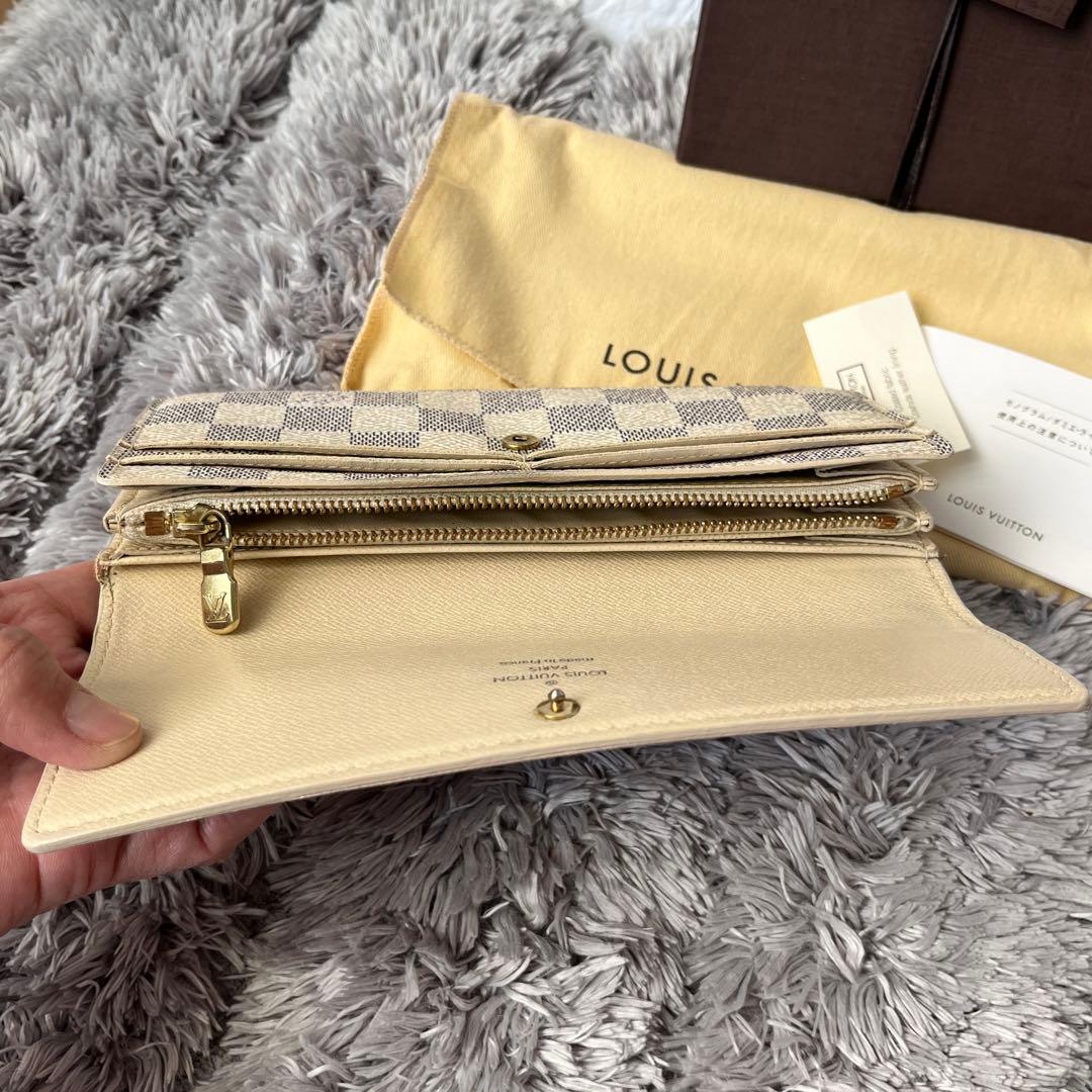 ルイヴィトン　ダミエアズール　長財布　ポルトフォイユサラ　ホワイト