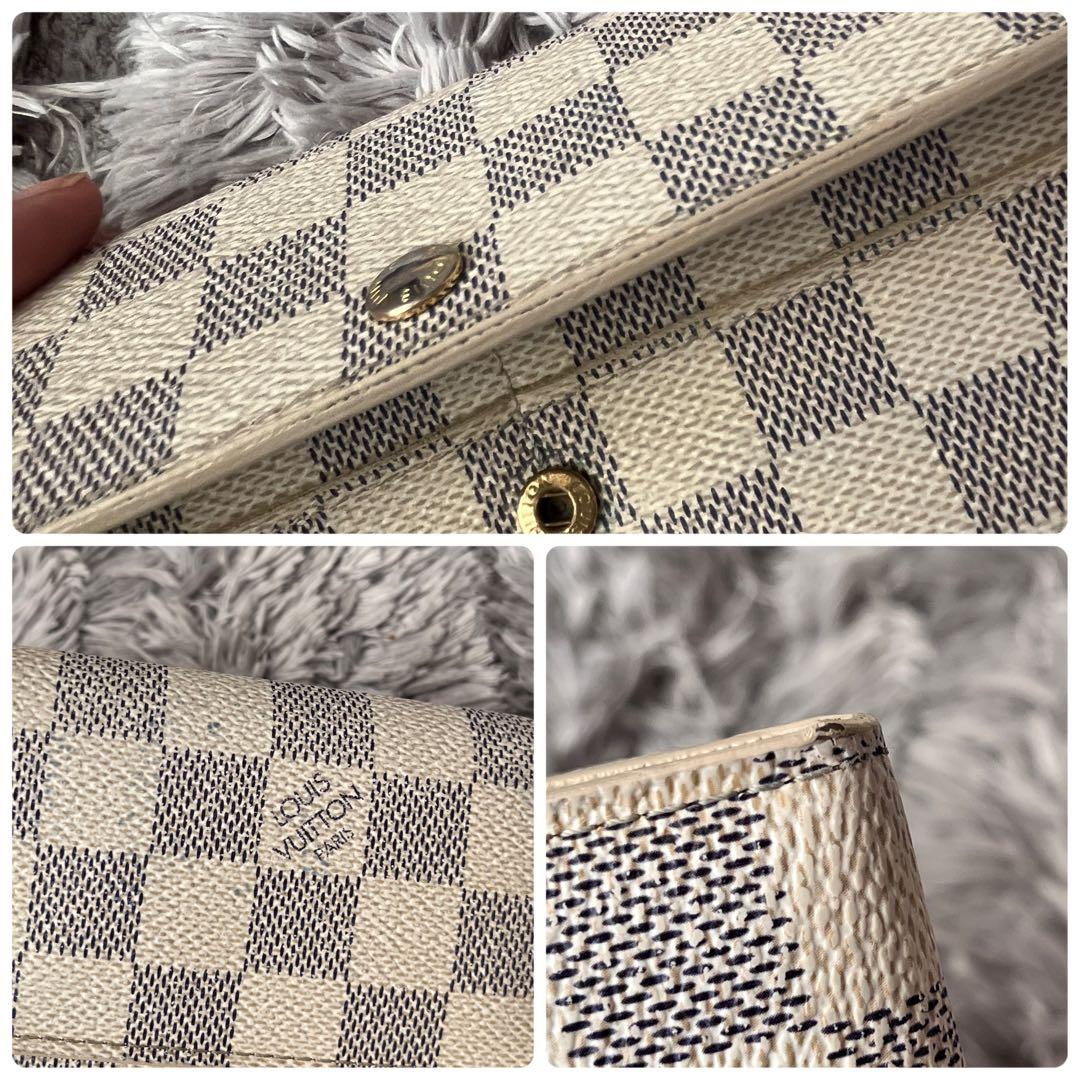 ルイヴィトン　ダミエアズール　長財布　ポルトフォイユサラ　ホワイト