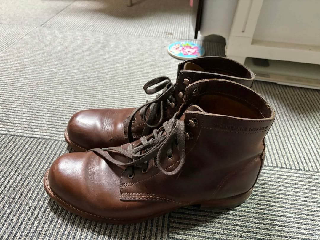 ブラウン レザー ワークブーツ