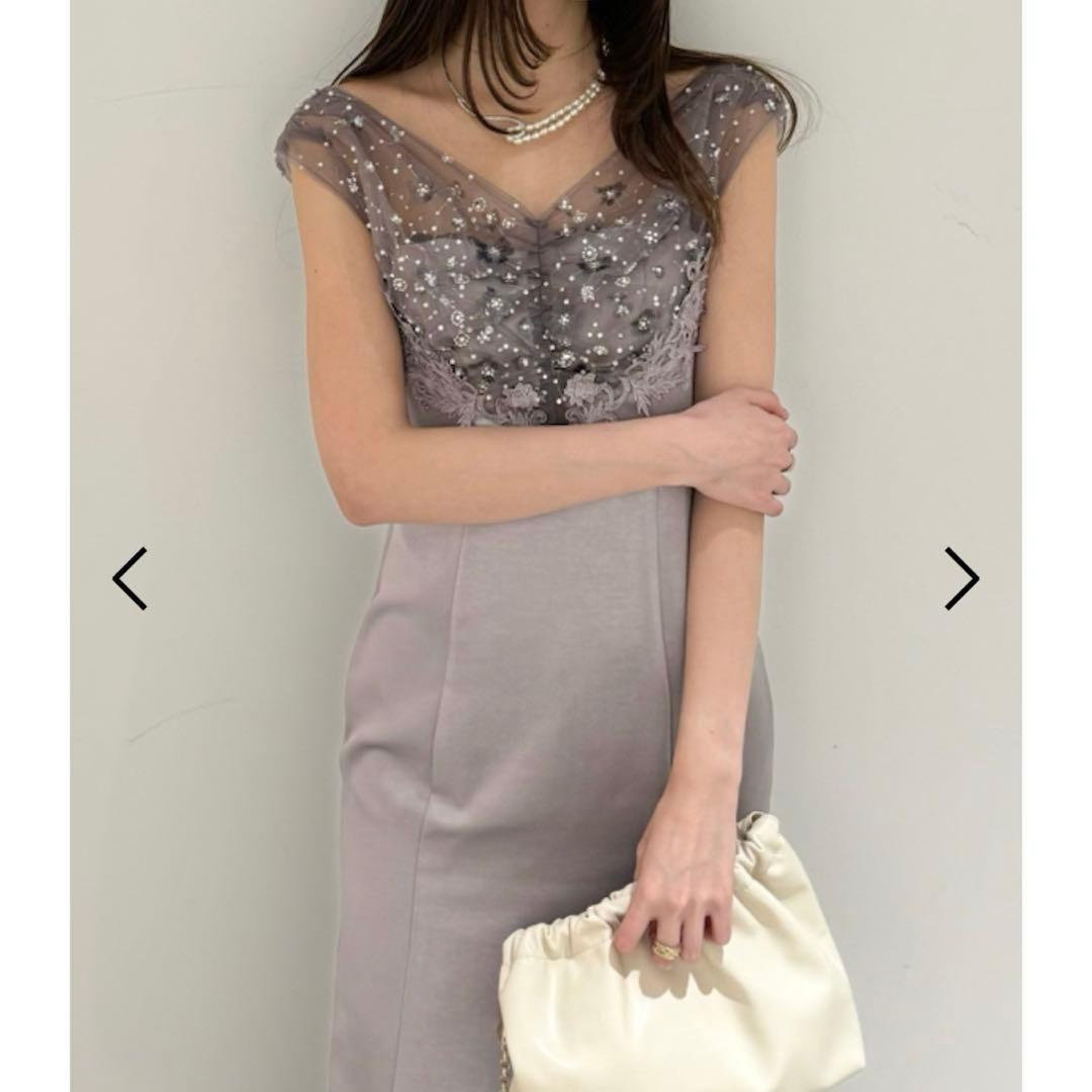 SNIDEL エンブロイダリードレス／ダークグレー