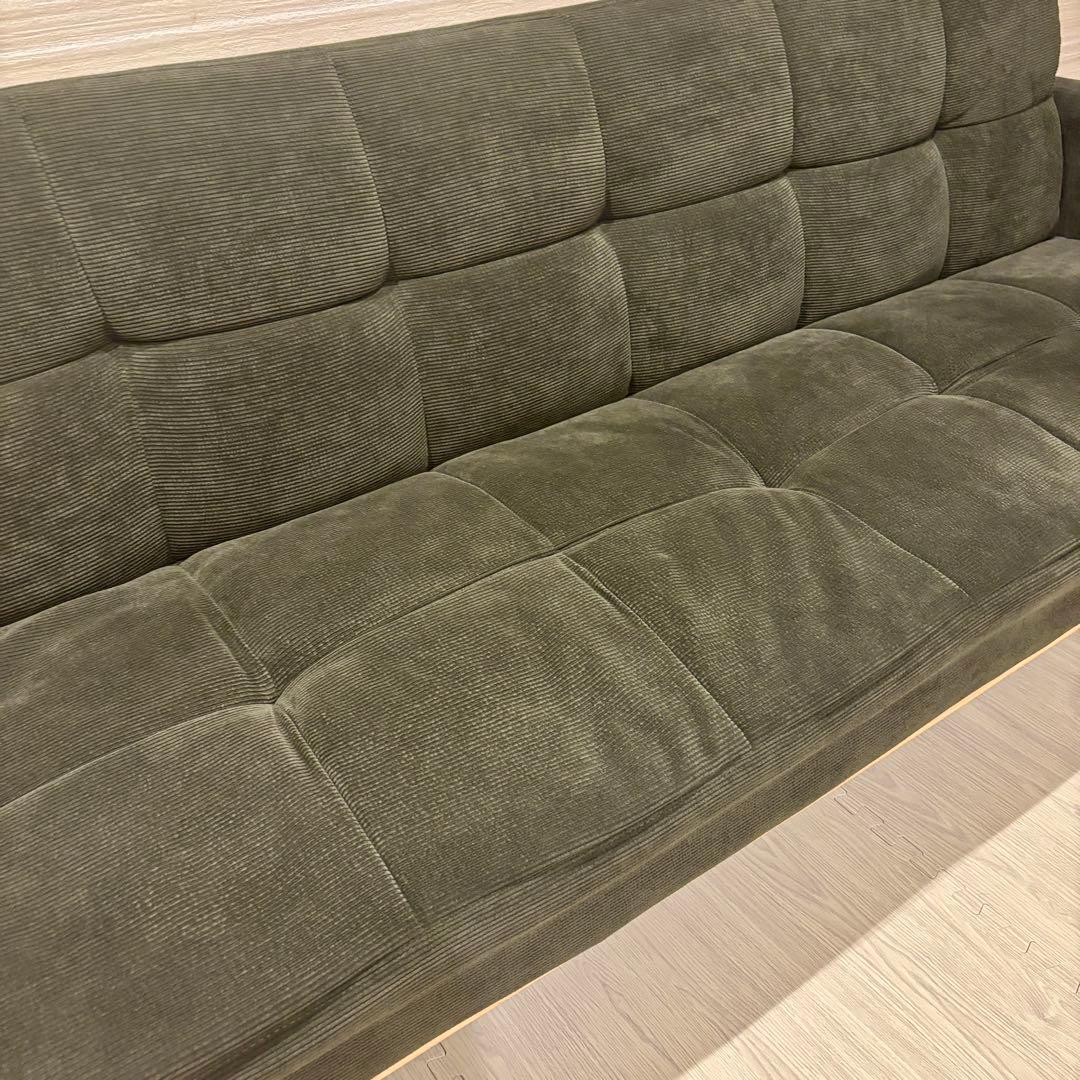 NOCE ソファーベッド グリーン コーデュロイ 3人がけ TM-190616