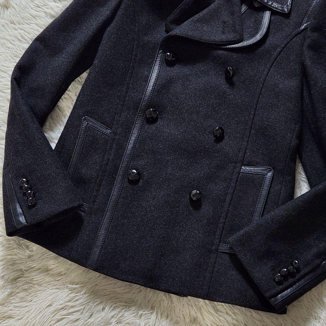 極美品✨ドルチェ&ガッバーナ ピーコート カシミヤ レザー DGエンボス