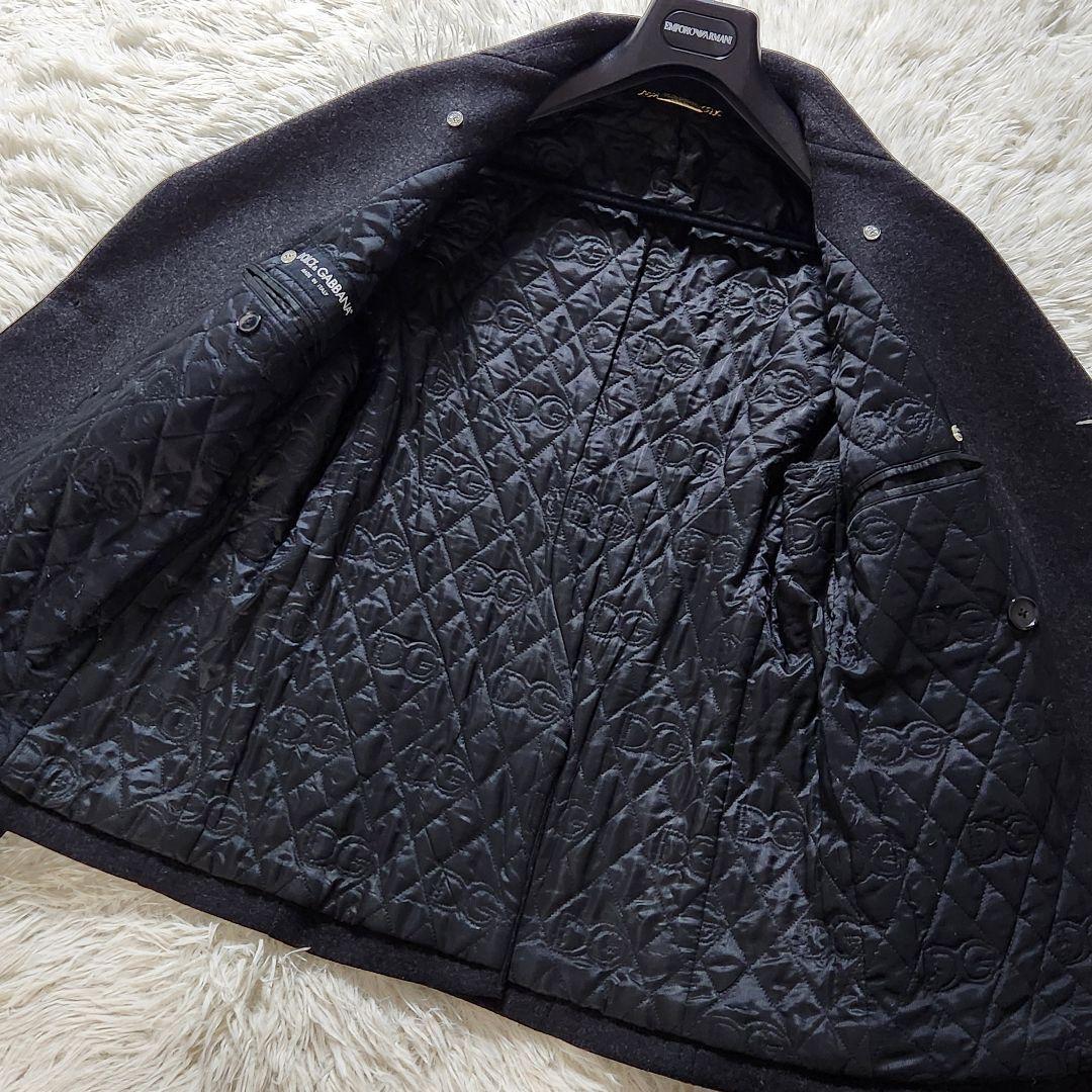 極美品✨ドルチェ&ガッバーナ ピーコート カシミヤ レザー DGエンボス