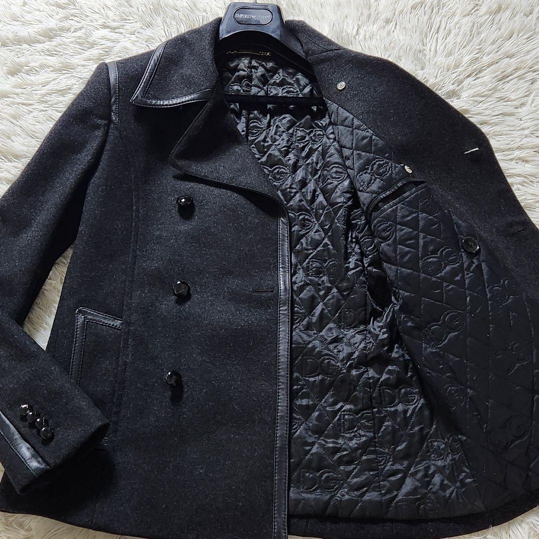 極美品✨ドルチェ&ガッバーナ ピーコート カシミヤ レザー DGエンボス