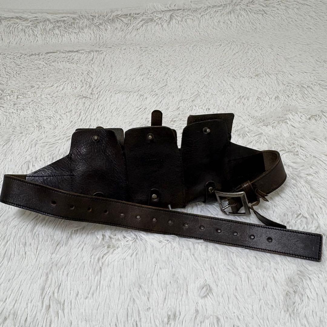 MORGAN ベルト　バンダリア　レザー　ポケット　3連　ミリタリー