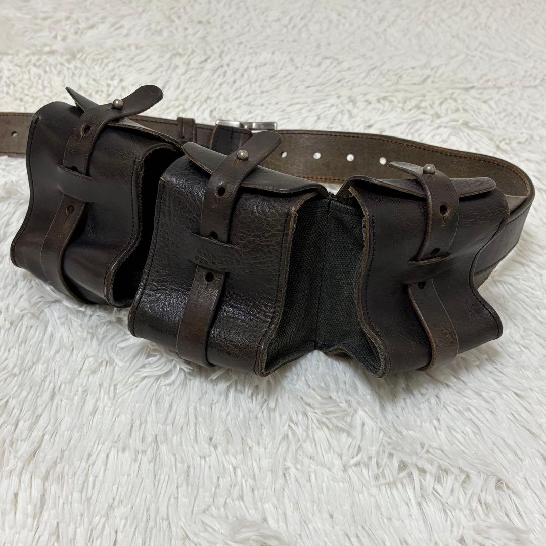 MORGAN ベルト　バンダリア　レザー　ポケット　3連　ミリタリー
