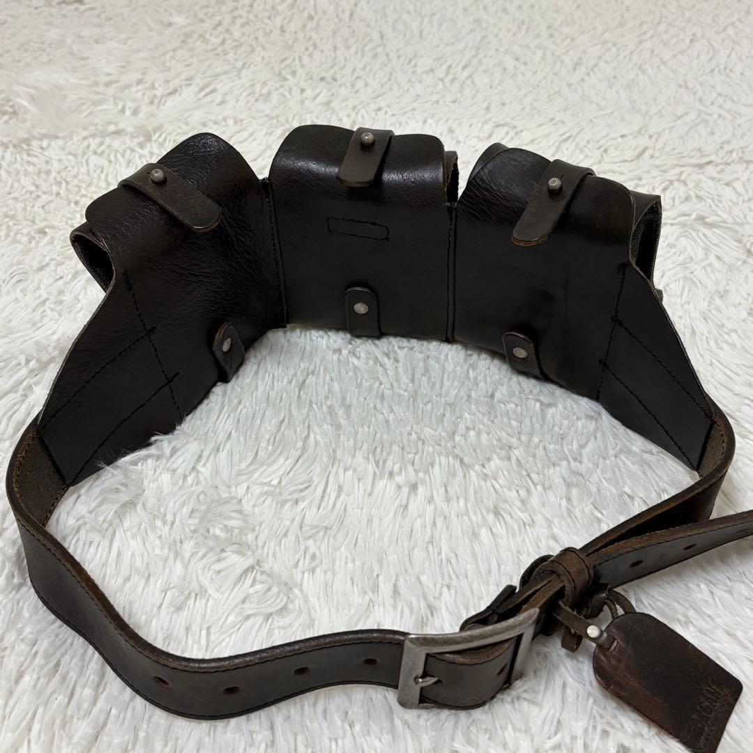 MORGAN ベルト　バンダリア　レザー　ポケット　3連　ミリタリー