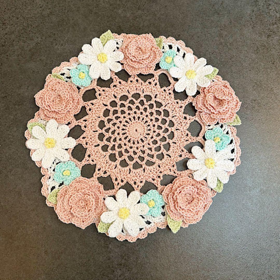 さばねこ＊ハンドメイド＊レース編み＊ドイリー＊コースター