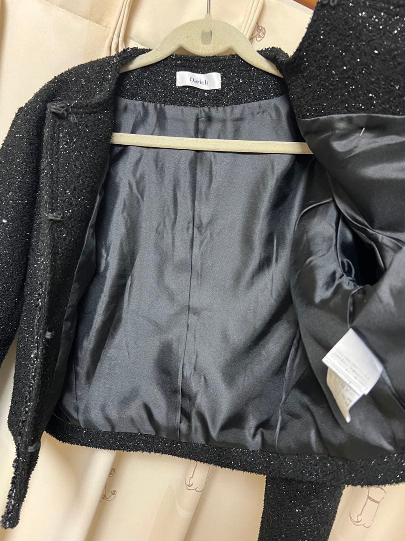 ダーリッチ スパンコールツイードジャケット BLK 新品未使用