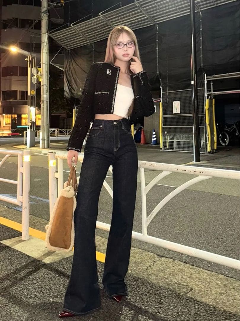 ダーリッチ スパンコールツイードジャケット BLK 新品未使用