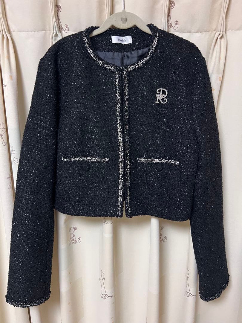 ダーリッチ スパンコールツイードジャケット BLK 新品未使用