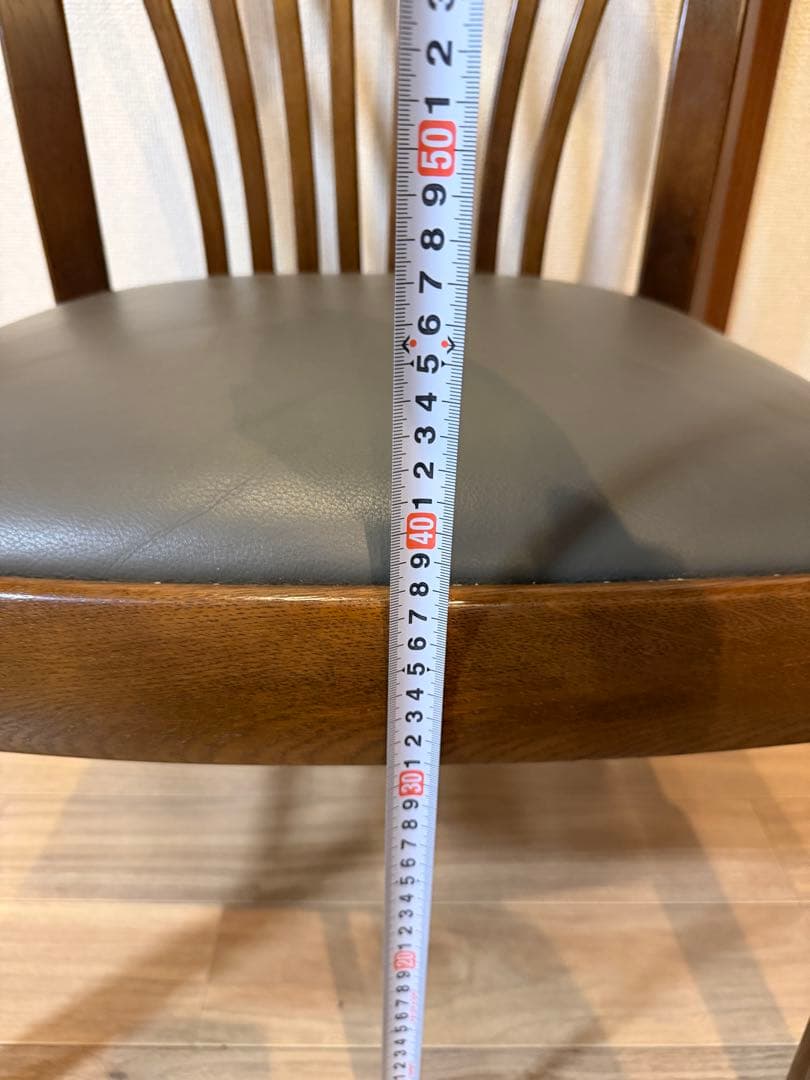 カリモク家具 ダイニングチェア 木製 レザー調座面 椅子　NO.3