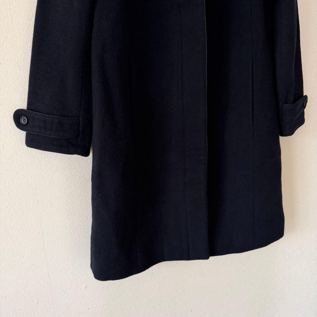 バーニーズニューヨーク　ウールブレンドノーカラーコート　ネイビー　38 M