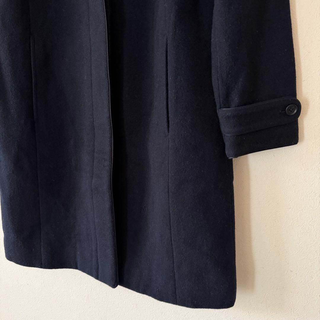 バーニーズニューヨーク　ウールブレンドノーカラーコート　ネイビー　38 M