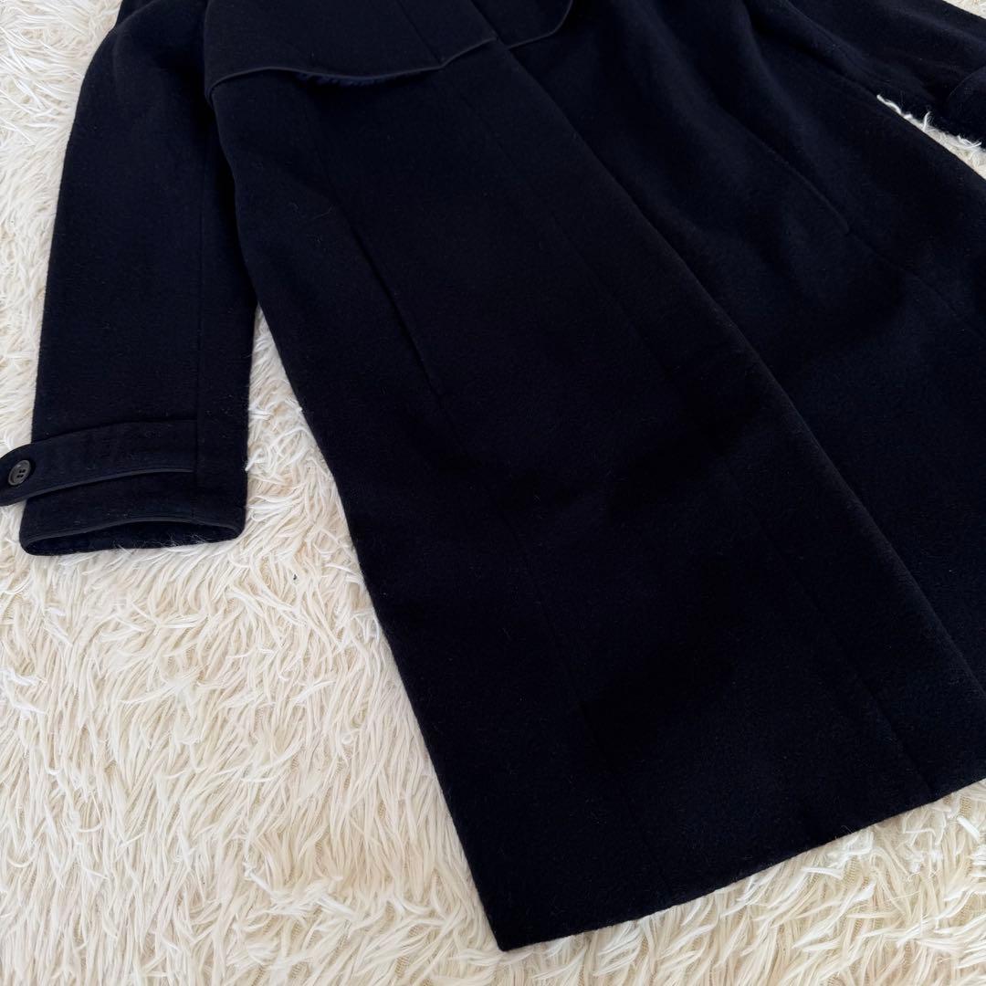 バーニーズニューヨーク　ウールブレンドノーカラーコート　ネイビー　38 M