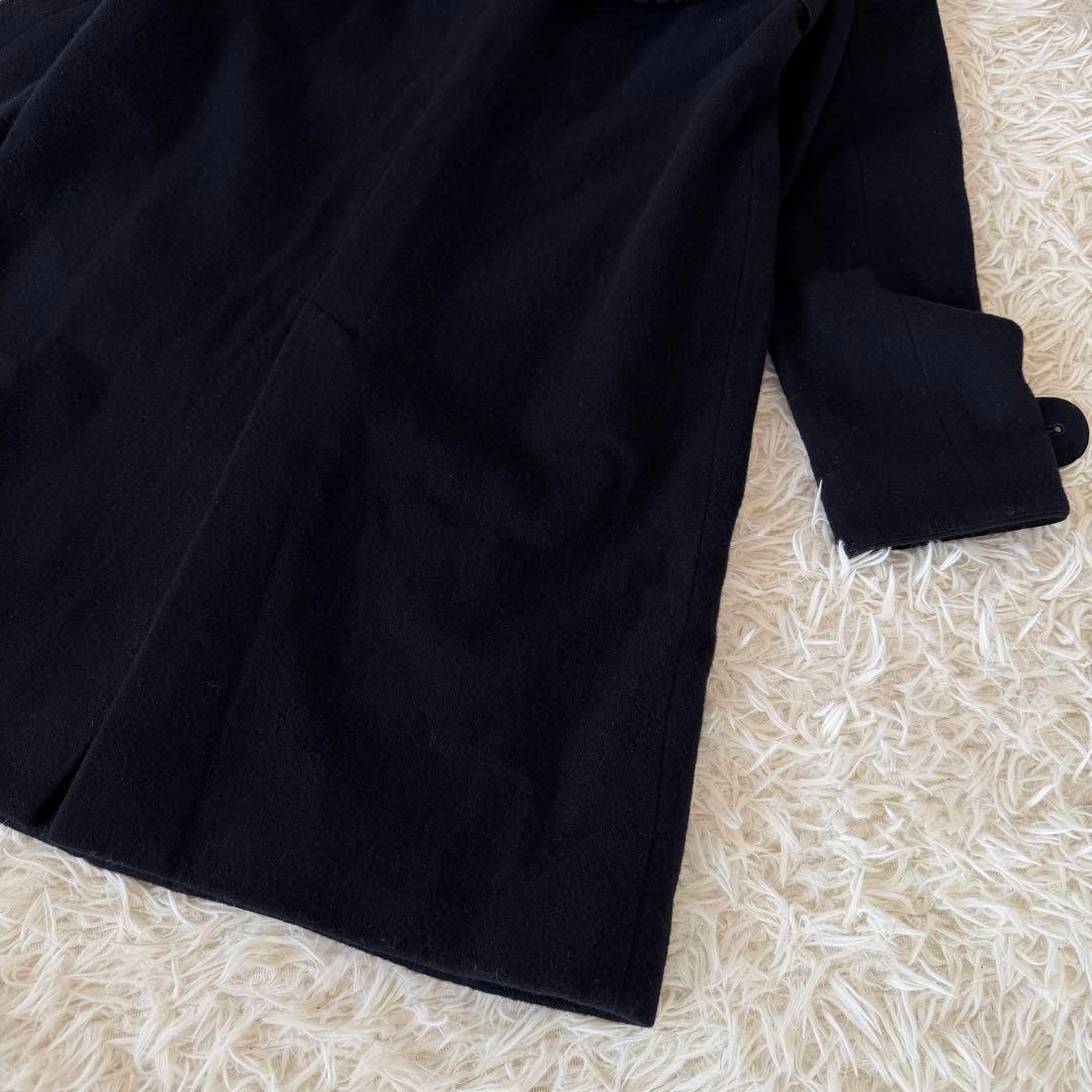 バーニーズニューヨーク　ウールブレンドノーカラーコート　ネイビー　38 M