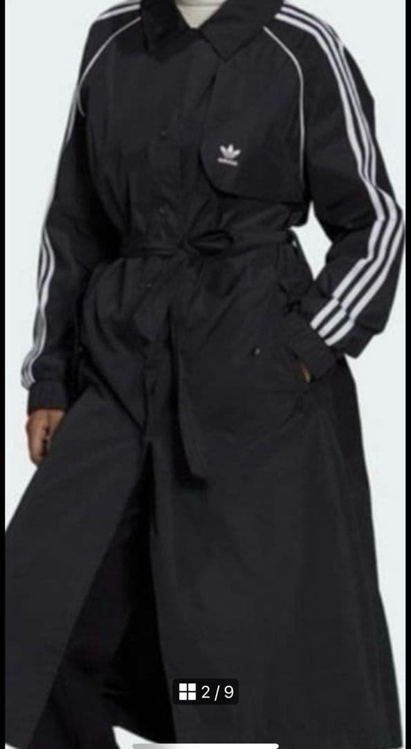 希少adidas PRIMEBLUE トレンチコート 3ストライプ トレフォイル