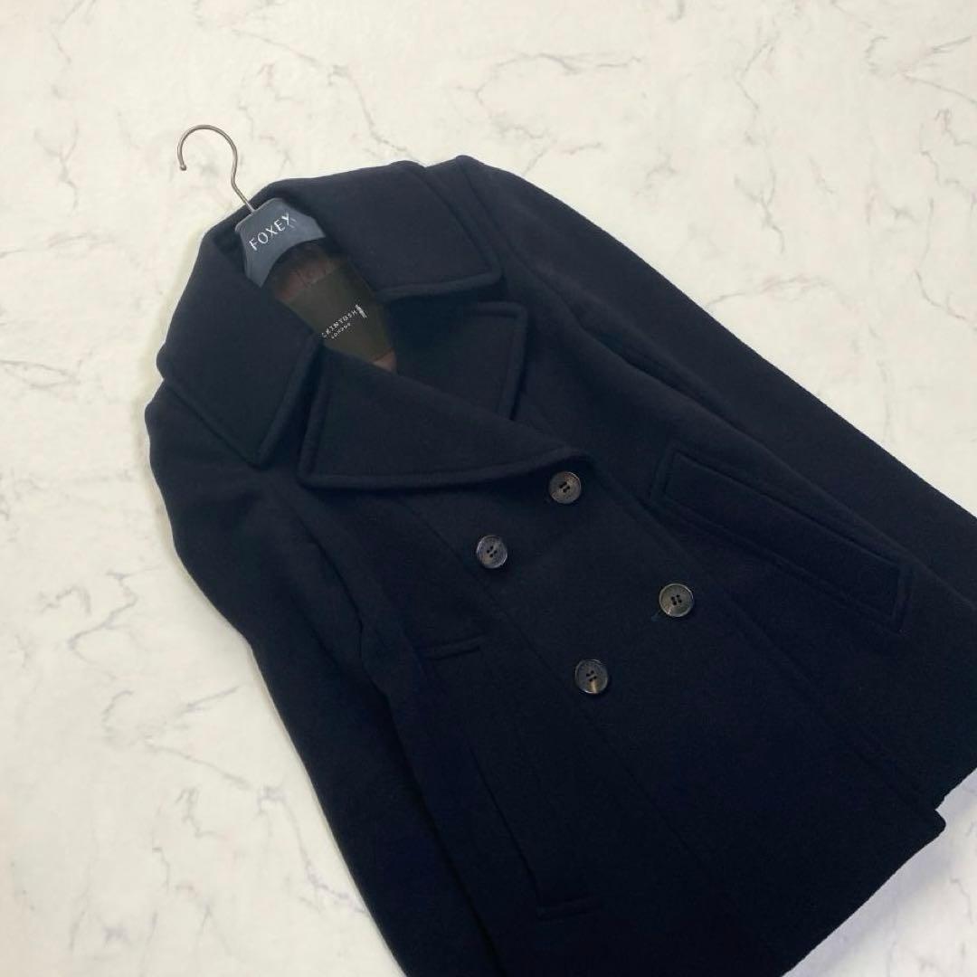 マッキントッシュロンドン カシミヤ混 ピーコート ダブル ネイビー 38