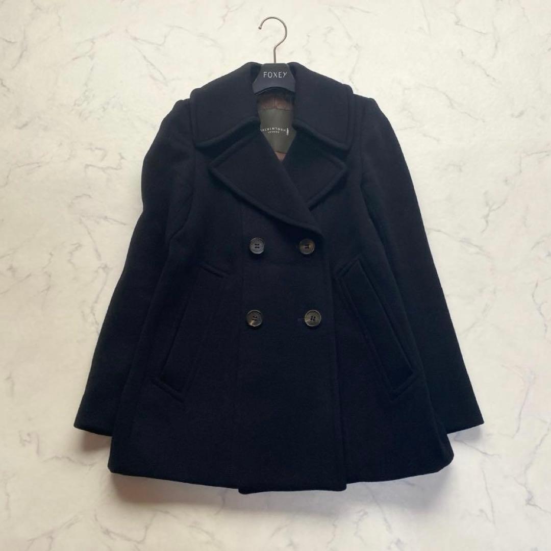 マッキントッシュロンドン カシミヤ混 ピーコート ダブル ネイビー 38