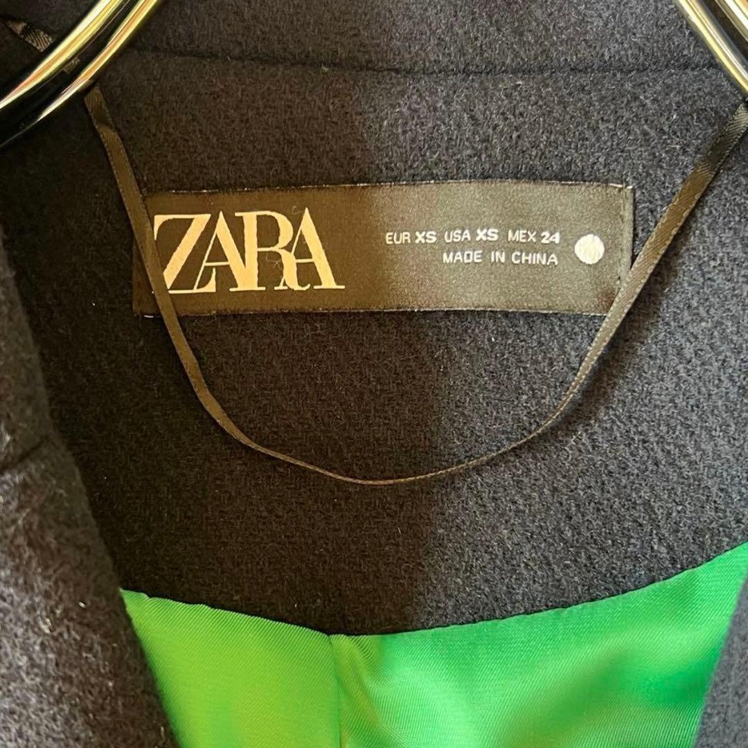 【美品】ZARA マッチングボンバーコート 紺 マキシ丈　袖切替 異素材