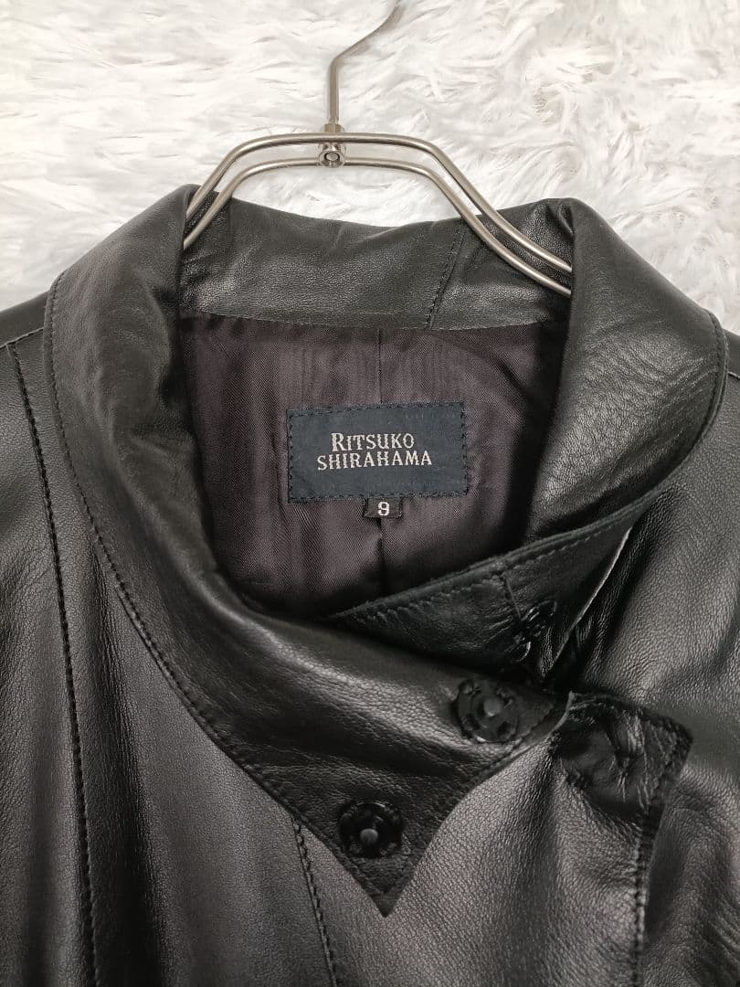 美品★ RITSUKO SHIRAHAMA レザーコート 羊革 ラムレザー 黒