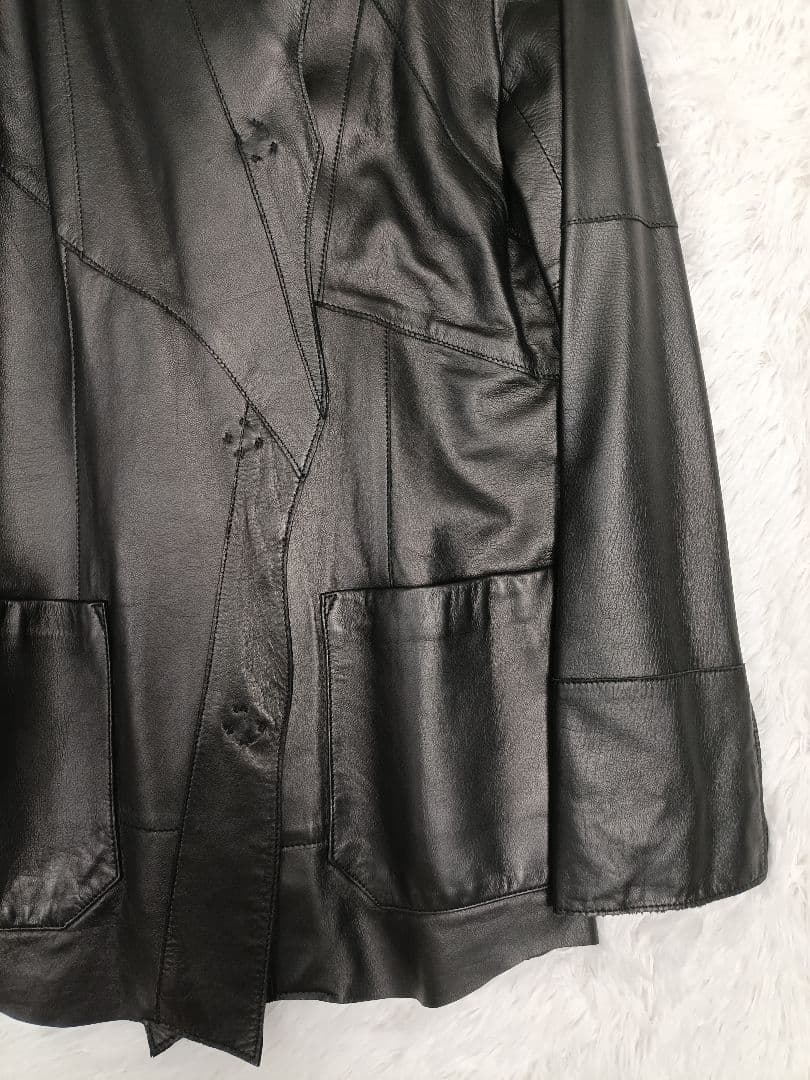 美品★ RITSUKO SHIRAHAMA レザーコート 羊革 ラムレザー 黒