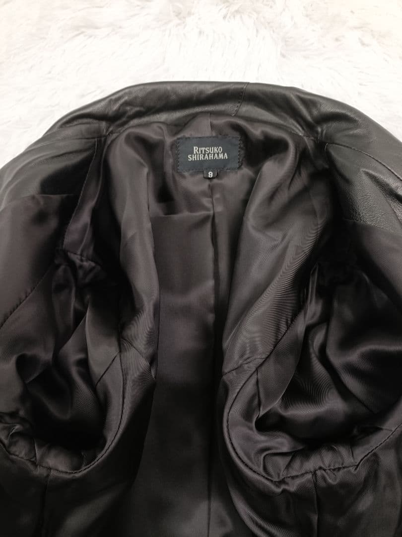 美品★ RITSUKO SHIRAHAMA レザーコート 羊革 ラムレザー 黒