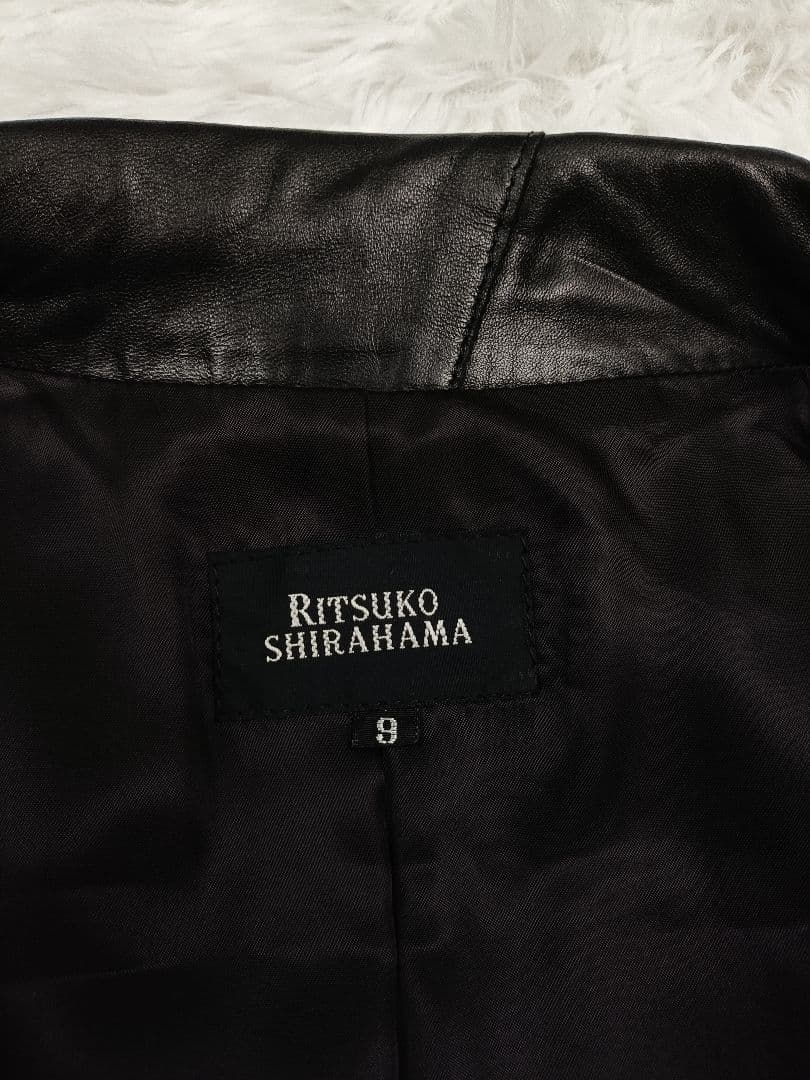 美品★ RITSUKO SHIRAHAMA レザーコート 羊革 ラムレザー 黒