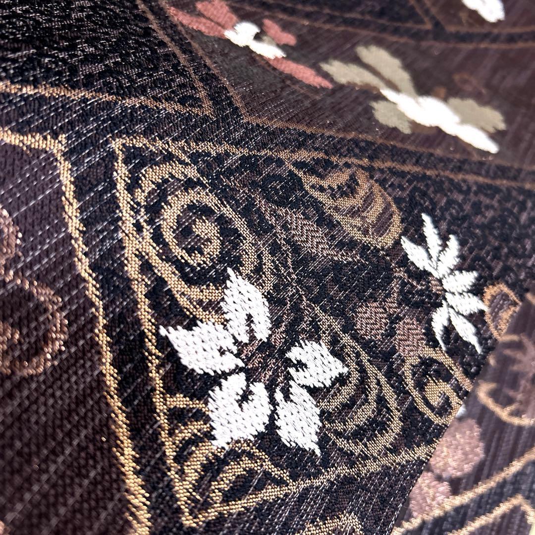 正絹　袋帯《短冊　小花》