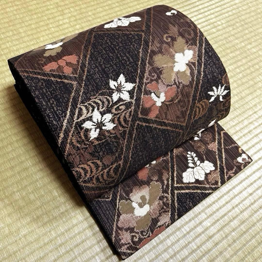 正絹　袋帯《短冊　小花》