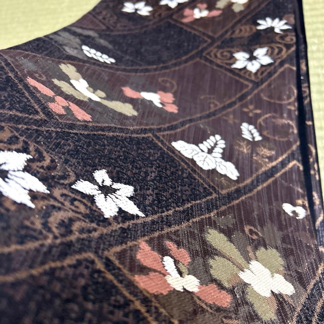 正絹　袋帯《短冊　小花》