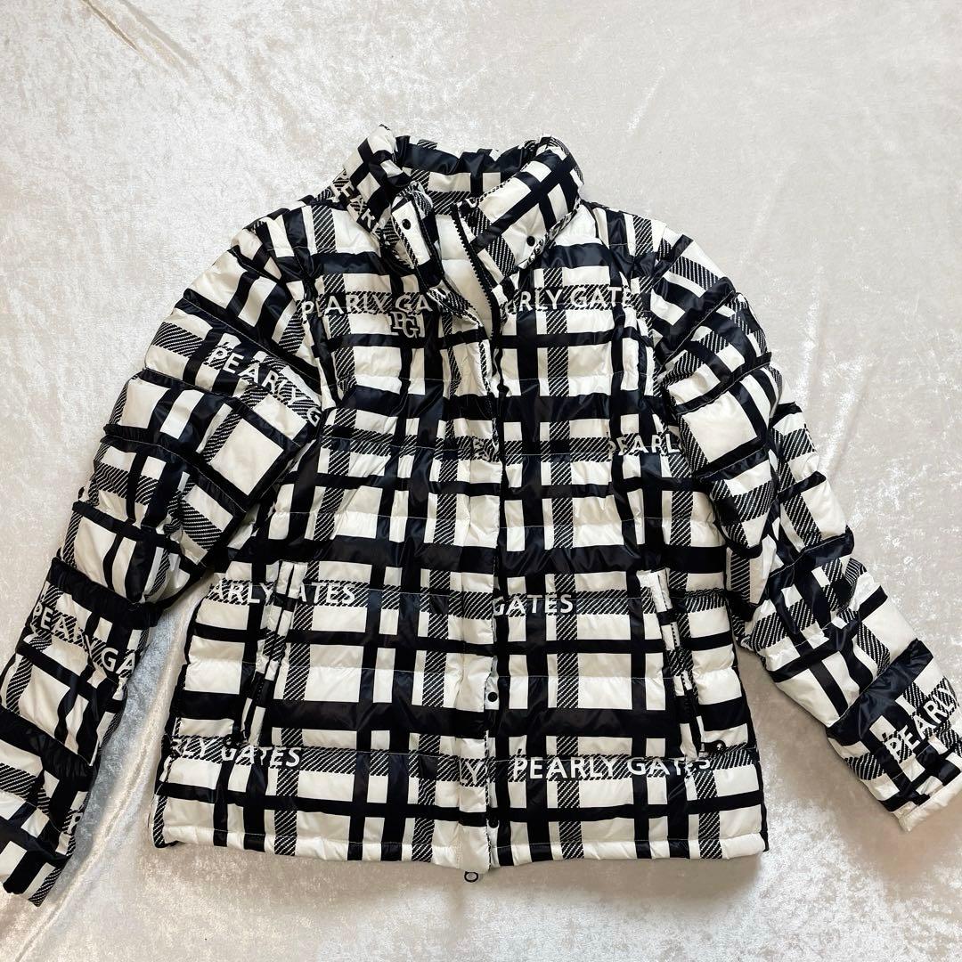 PEARLY GATES チェック柄 ダウンジャケット ゴルフ ロゴ　ワッペン