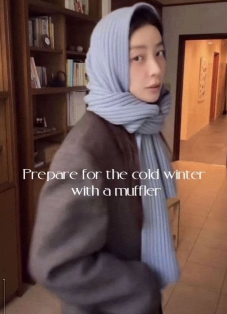 TODAYFUL リブ編み ライトブルー マフラー