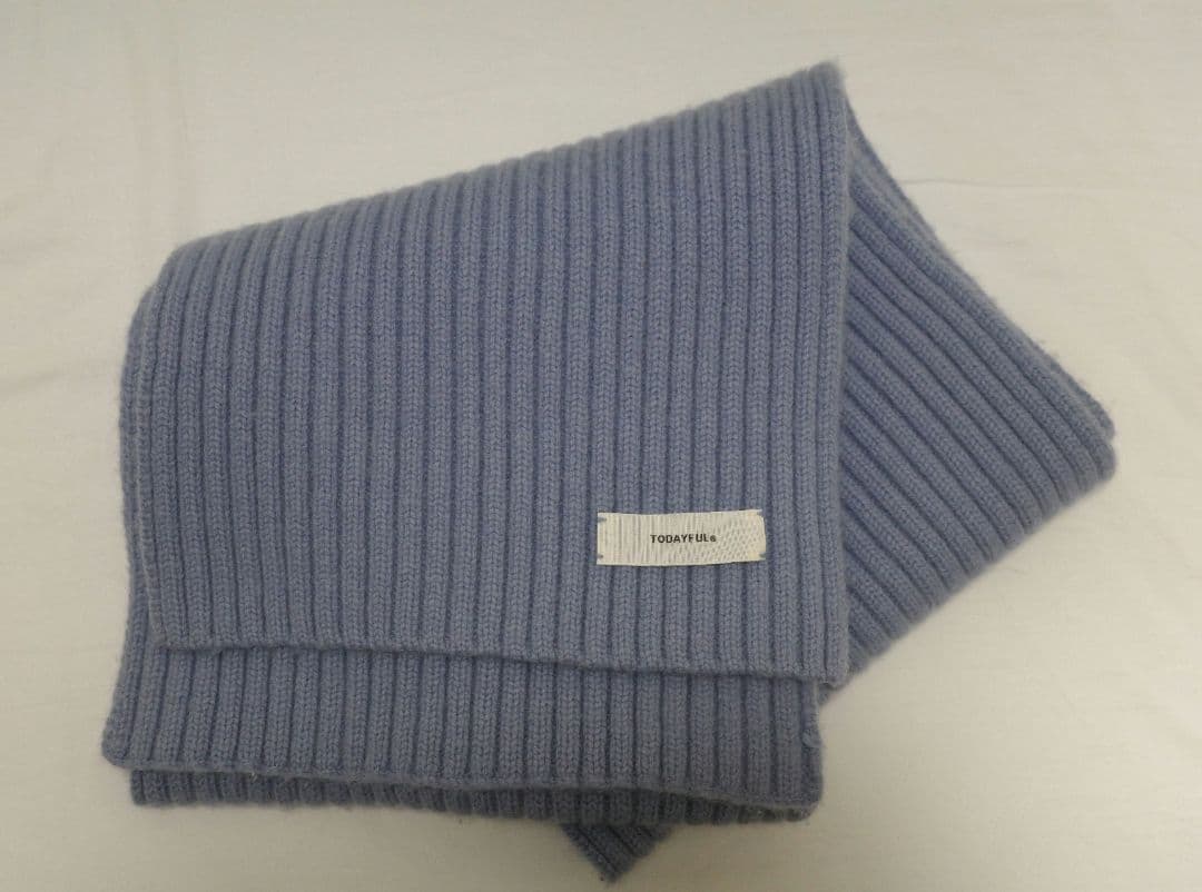 TODAYFUL リブ編み ライトブルー マフラー