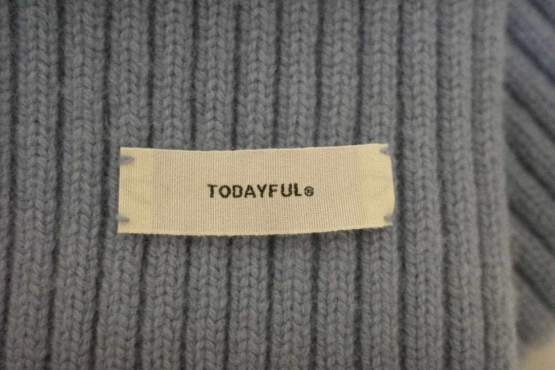 TODAYFUL リブ編み ライトブルー マフラー