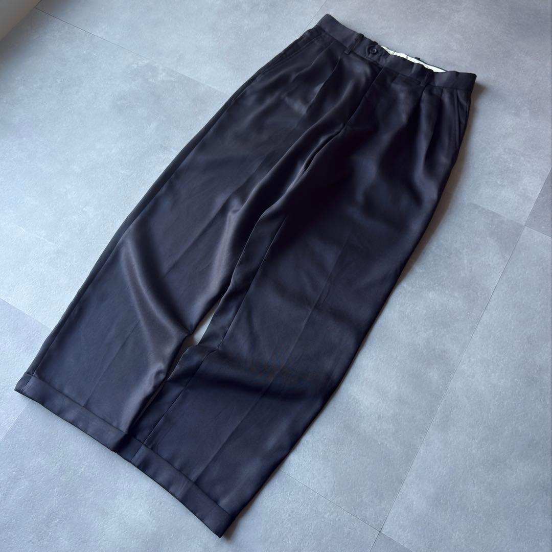 90s ギャバジン ワイドストレート スラックス \